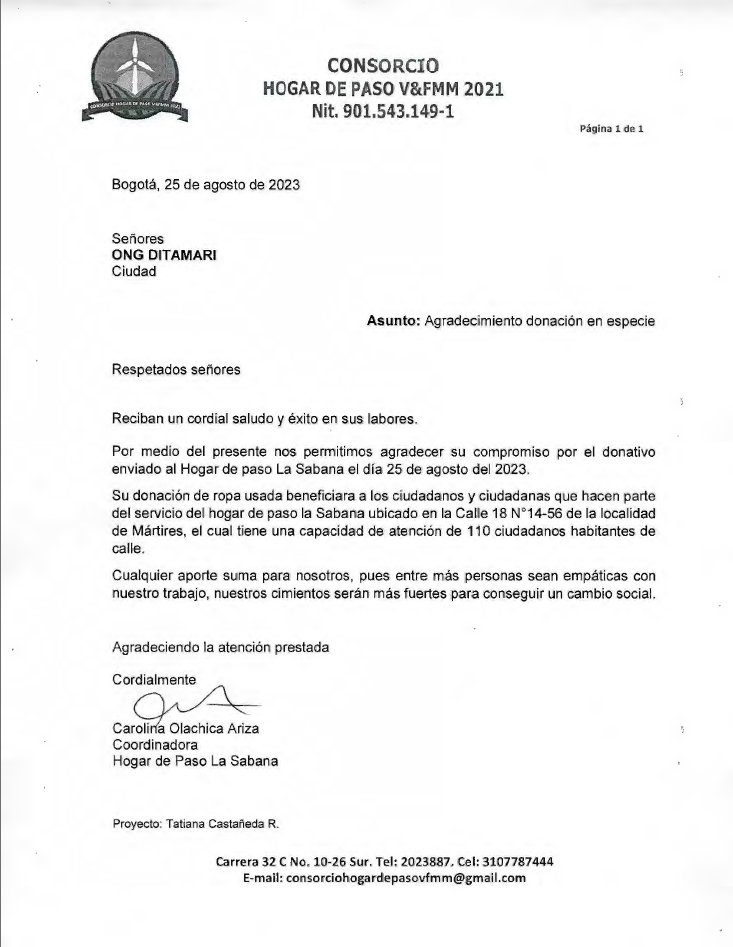 Donación Hogar de Paso